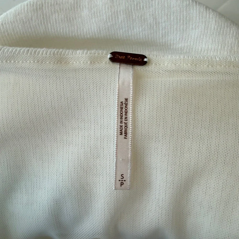 Free People Boulevard Tie Strap Tank Crop Top White Ruched‎ Cotton S Minimalist